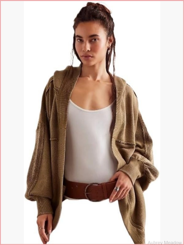 Street Retro Hoodie Cardigan Button Front Round Neck Oversized Knit